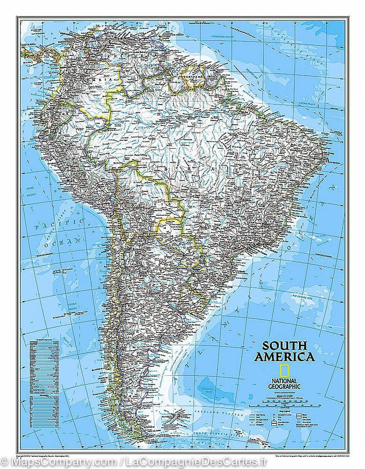 Carte murale (en anglais) - Amérique du Sud | National Geographic carte murale petit tube National Geographic 54 x 74 cm Papier 