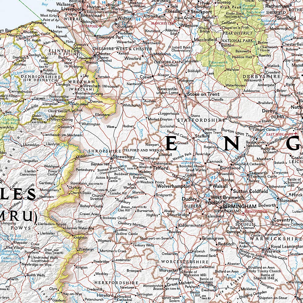Carte murale (en anglais) - Angleterre, Pays de Galles - 76 x 92 cm | National Geographic carte murale petit tube National Geographic 