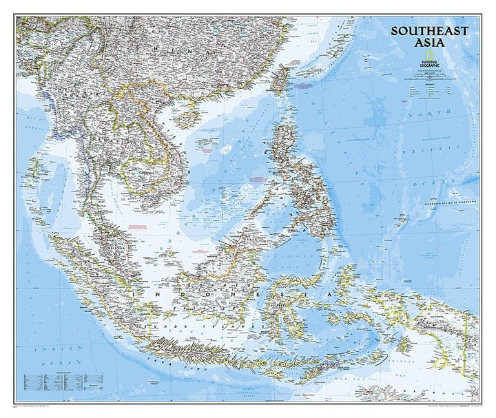 Carte murale (en anglais) - Asie du Sud-Est (politique) | National Geographic carte murale petit tube National Geographic Papier 