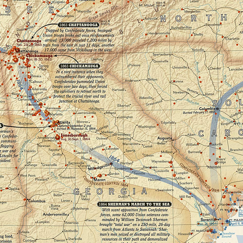 Carte murale (en anglais) - Batailles de la guerre civile américaine | National Geographic carte murale petit tube National Geographic 