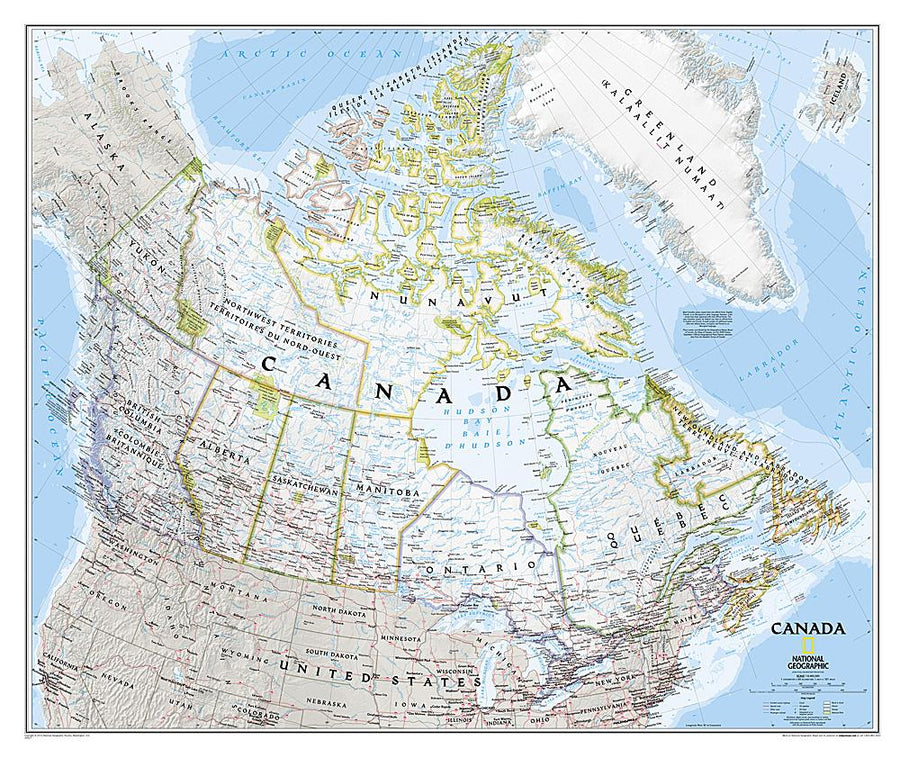 Carte murale (en anglais) - Canada | National Geographic carte murale petit tube National Geographic Papier 