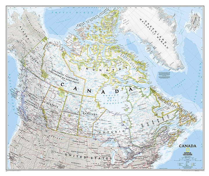 Carte murale (en anglais) - Canada | National Geographic carte murale petit tube National Geographic Plastifiée 
