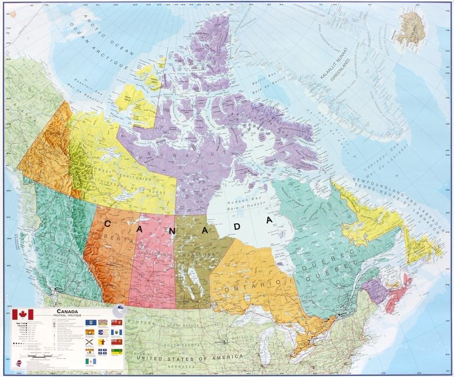 Carte murale (en anglais) - Canada politique - 120 x 100 cm | Maps International carte murale grand tube Maps International papier 
