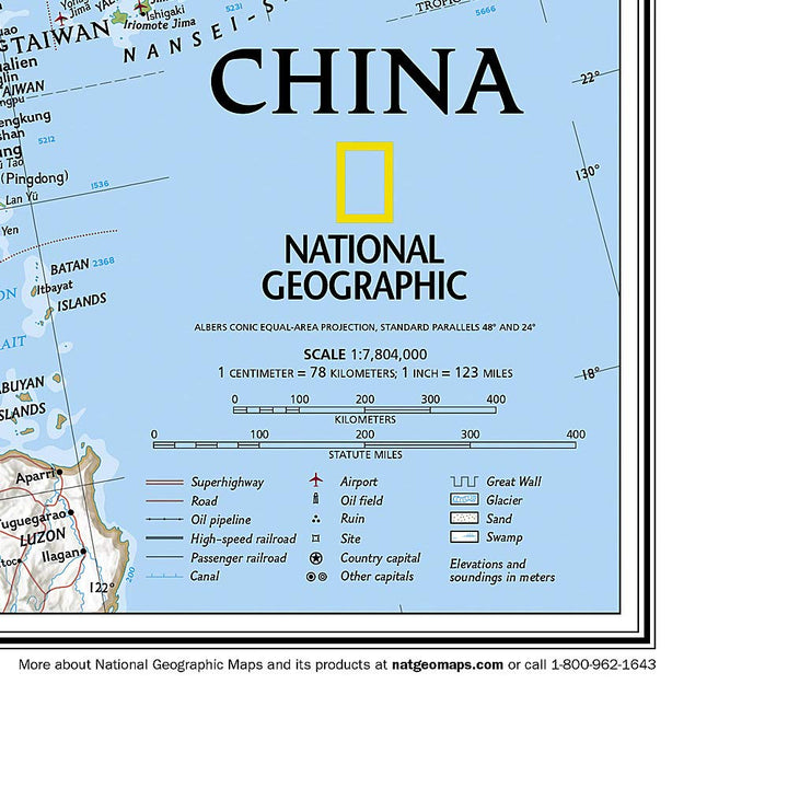Carte murale (en anglais) - Chine - 76 x 59 cm | National Geographic carte murale petit tube National Geographic 