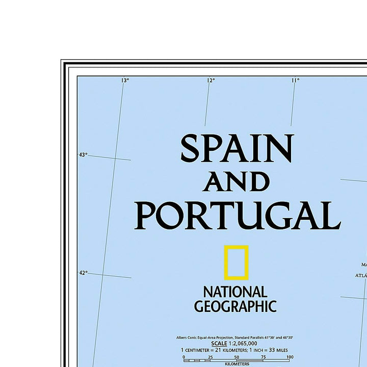 Carte murale (en anglais) - Espagne & Portugal - 83 x 55 cm | National Geographic carte murale petit tube National Geographic 