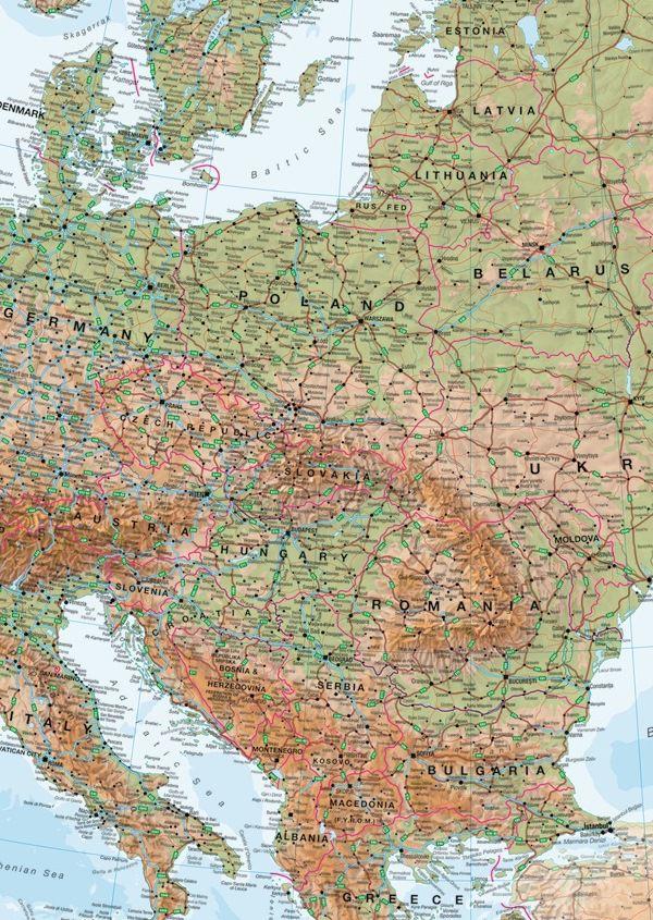 Carte murale (en anglais) - Europe physique - 136 x 98 cm | Maps International carte murale grand tube Maps International 
