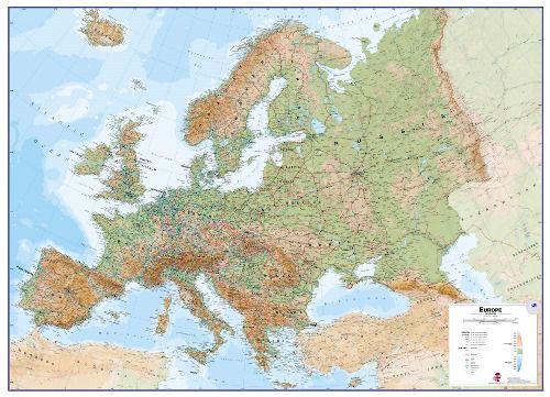 Carte murale (en anglais) - Europe physique - 136 x 98 cm | Maps International carte murale grand tube Maps International Papier 