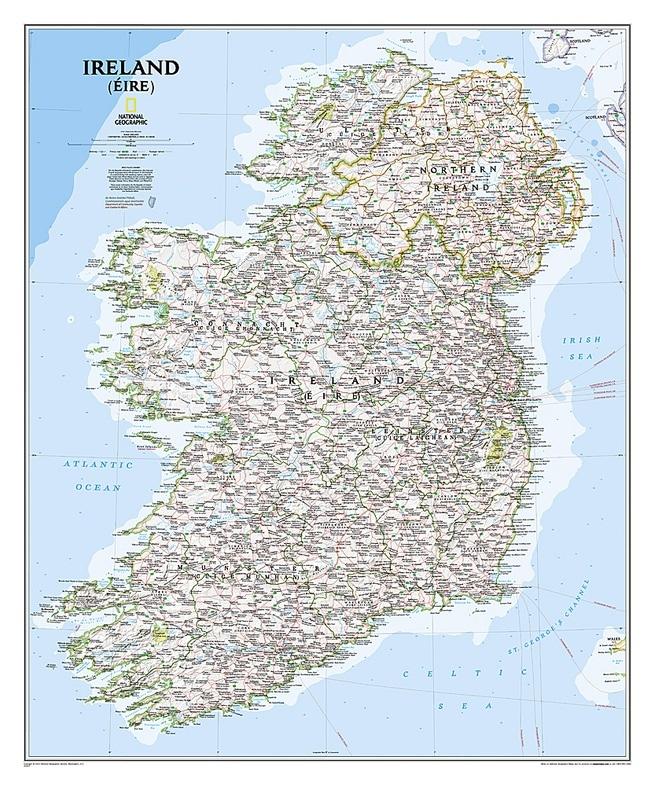Carte murale (en anglais) - Irlande | National Geographic carte murale petit tube National Geographic Papier 