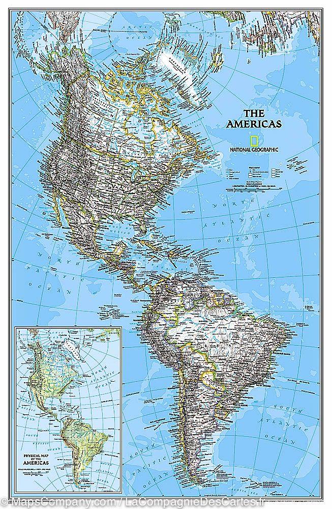 Carte murale (en anglais) - Les Amériques | National Geographic carte murale petit tube National Geographic Papier 