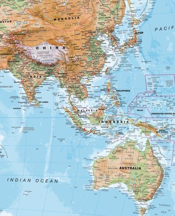 Carte du monde sticker Mundi Océans et Continents en anglais