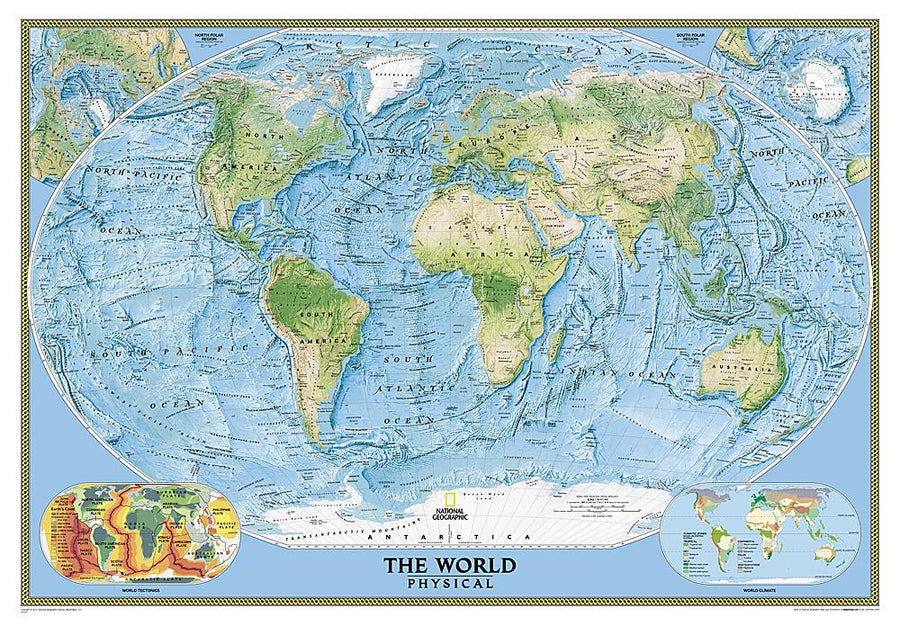 Carte murale (en anglais) - Monde physique, grand format | National Geographic carte murale grand tube National Geographic Plastifiée 