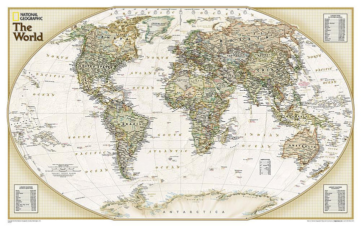 Carte murale (en anglais) - Monde politique "explorer", style antique | National Geographic carte murale petit tube National Geographic Papier 