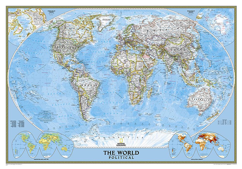 Carte murale (en anglais) - Monde politique, format standard | National Geographic carte murale petit tube National Geographic Papier 