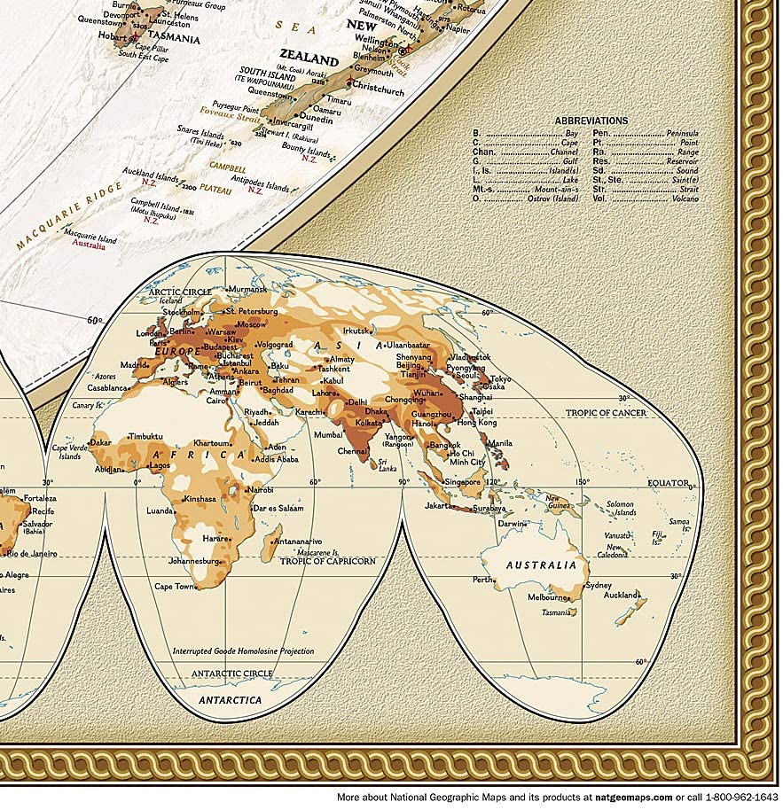 Carte murale (en anglais) - Monde politique, style antique - 185 x 122 cm (grand format) | National Geographic carte murale grand tube National Geographic 