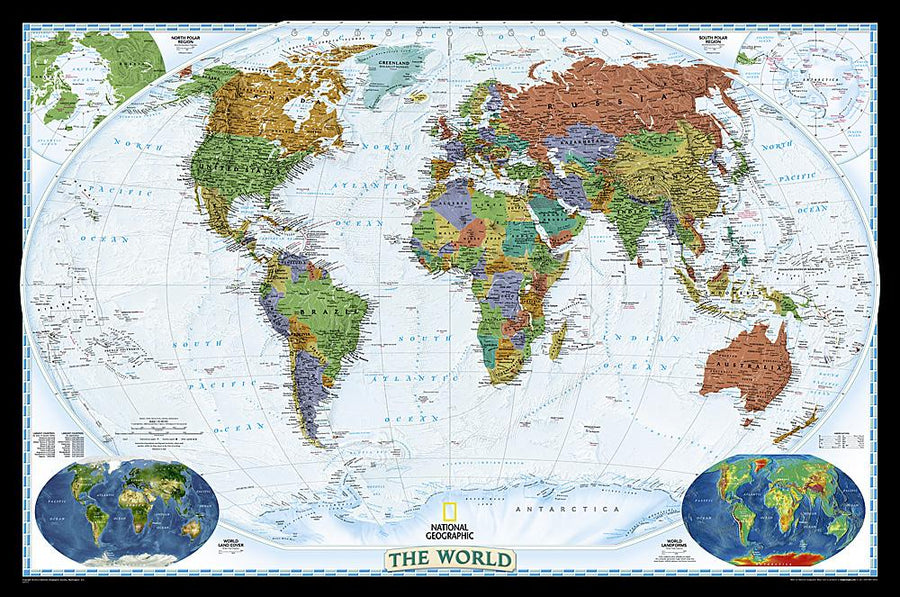 Carte murale (en anglais) - Monde politique, style décoratif, format standard | National Geographic carte murale petit tube National Geographic Plastifiée 