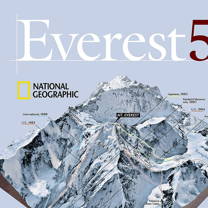 Carte murale (en anglais) - Mont Everest 50th anniversary - 119 x 78 cm | National Geographic carte murale petit tube National Geographic 