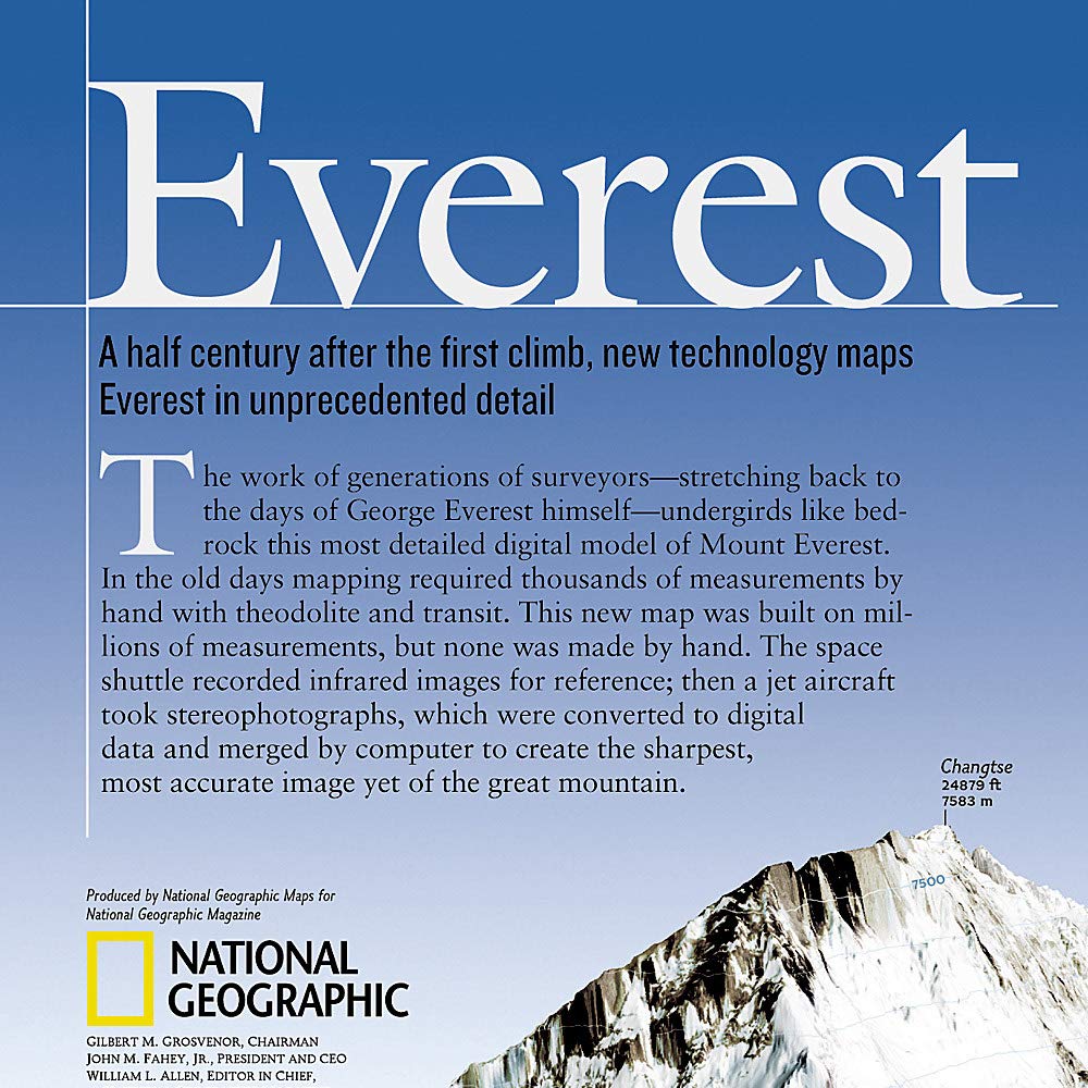 Carte murale (en anglais) - Mont Everest 50th anniversary - 119 x 78 cm | National Geographic carte murale petit tube National Geographic 
