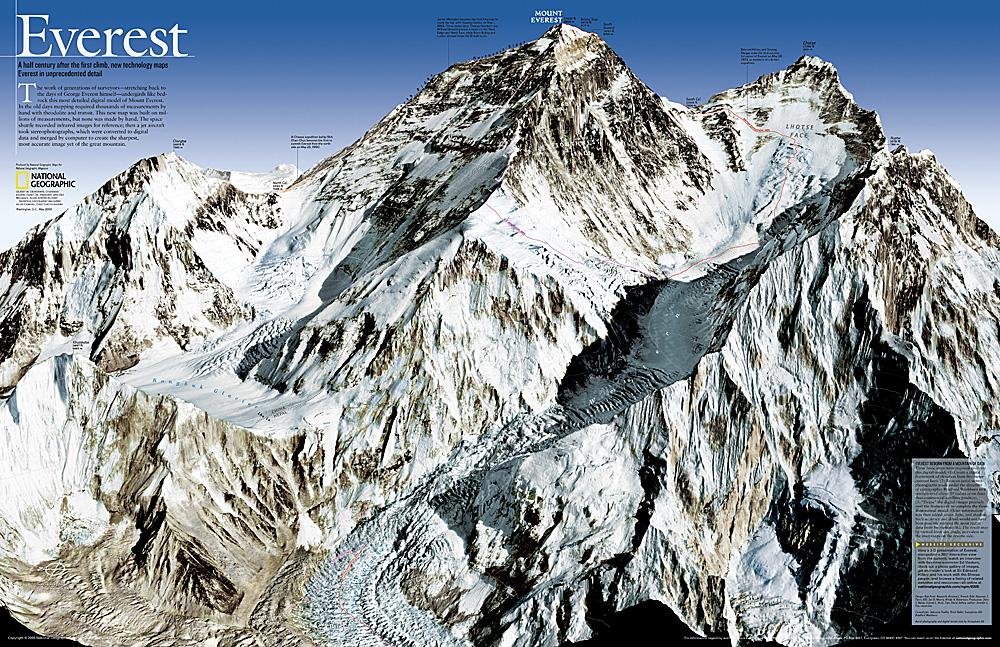 Carte murale (en anglais) - Mont Everest 50th anniversary | National Geographic carte murale petit tube National Geographic Plastifiée 