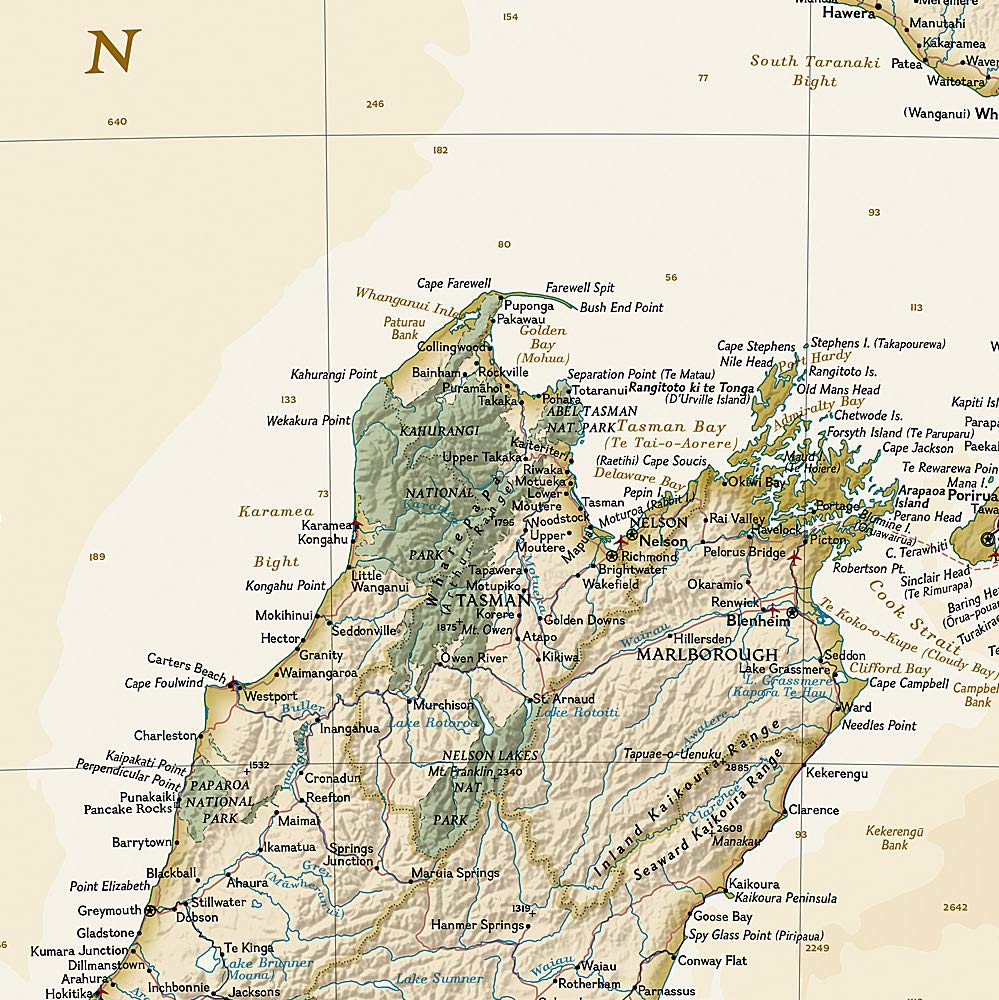 Carte murale (en anglais) - Nouvelle Zélande, style antique - 60 x 77 cm | National Geographic carte murale petit tube National Geographic 
