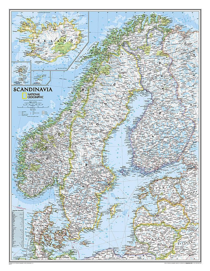 Carte murale (en anglais) - Scandinavie | National Geographic carte murale petit tube National Geographic Plastifiée 