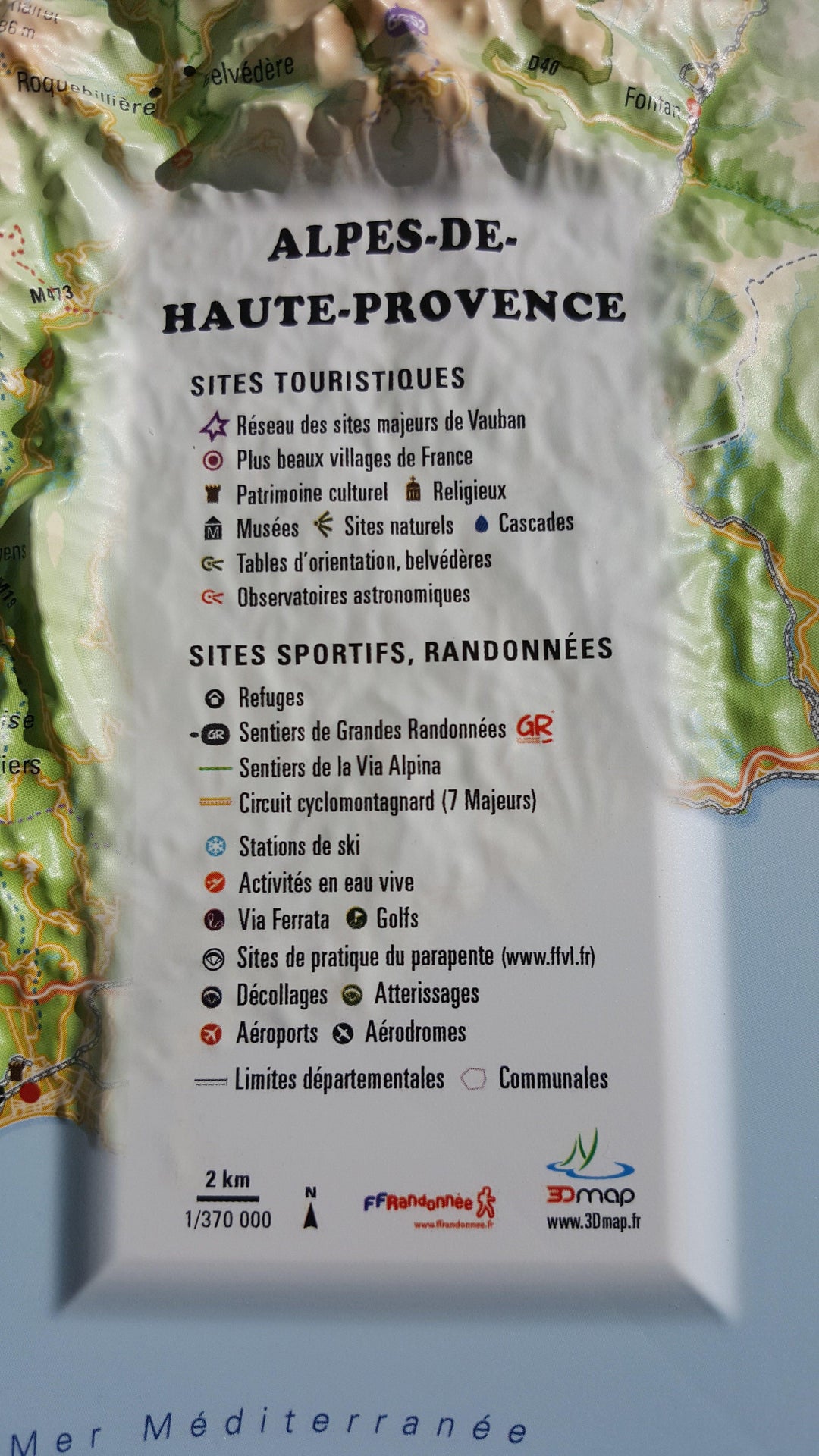 Carte murale en relief - Alpes-de-Haute-Provence - 41 cm x 61 cm | 3D Map carte relief 3D Map 