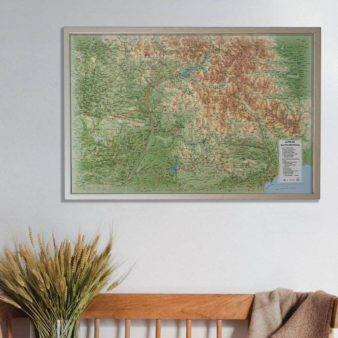 Carte murale en relief - Alpes-de-Haute-Provence - 61 cm x 41 cm | 3D Map carte relief 3D Map 
