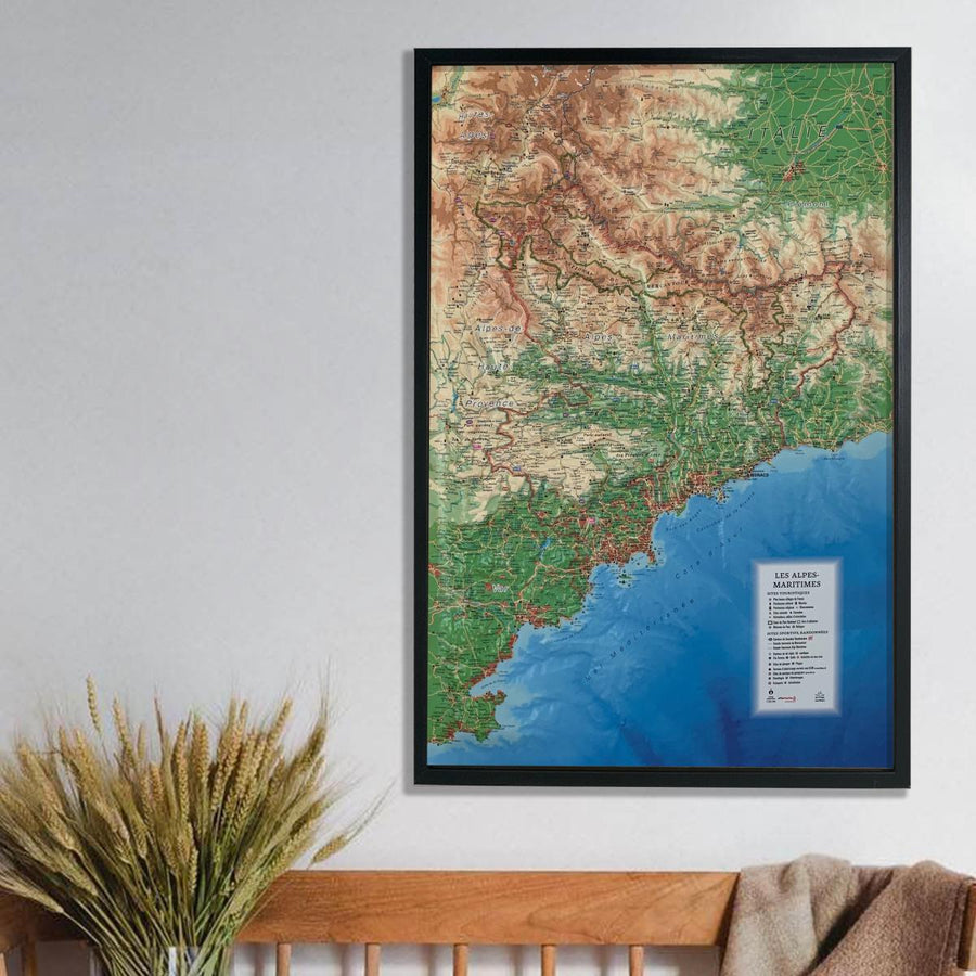 Carte murale en relief - Alpes-Maritimes et ses fonds marins - 41 cm x 61 cm | 3D Map carte relief 3D Map 