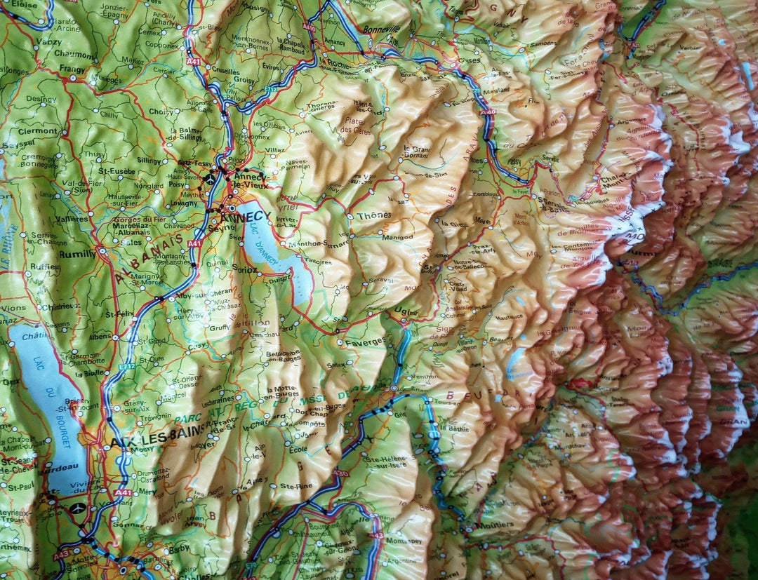 Carte murale en relief - Alpes & Vallée du Rhône | IGN carte relief grande dimension IGN 