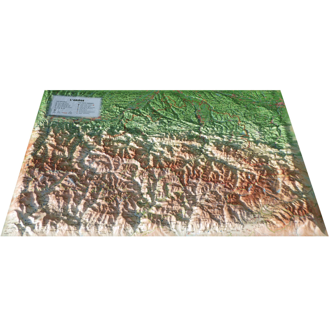 Carte murale en relief - Ariège - 61 cm x 41 cm | 3D Map carte relief 3D Map 