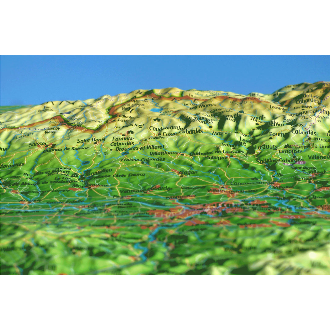 Carte murale en relief - Aude - 61 cm x 41 cm | 3D Map carte relief 3D Map 