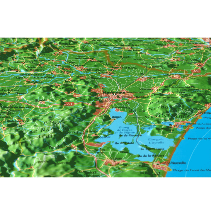 Carte murale en relief - Aude - 61 cm x 41 cm | 3D Map carte relief 3D Map 