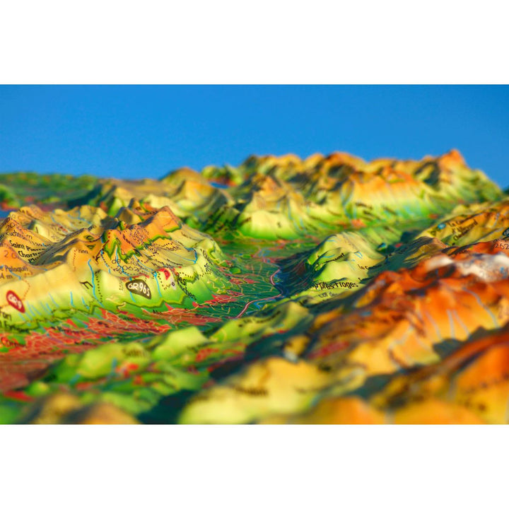 Carte murale en relief - Bauges, Belledonne, Chartreuse - 41 cm x 61 cm | 3D Map carte relief 3D Map 