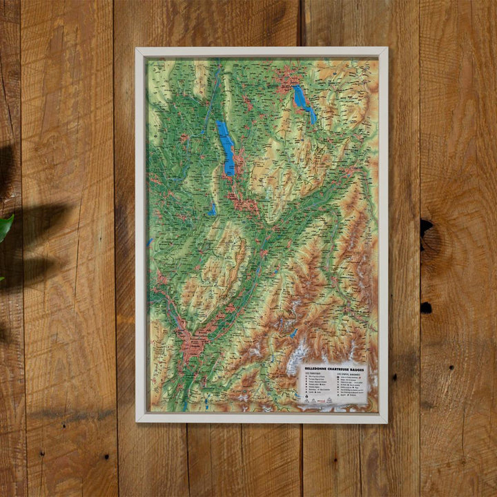 Carte murale en relief - Bauges, Belledonne, Chartreuse - 41 cm x 61 cm | 3D Map carte relief 3D Map 
