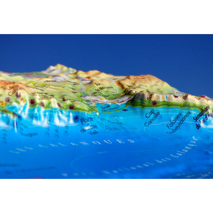 Carte murale en relief - Calanques (Marseille-Cassis-La Ciotat) - 29,5 x 19,5 cm | 3D Map carte relief petit format 3D Map 