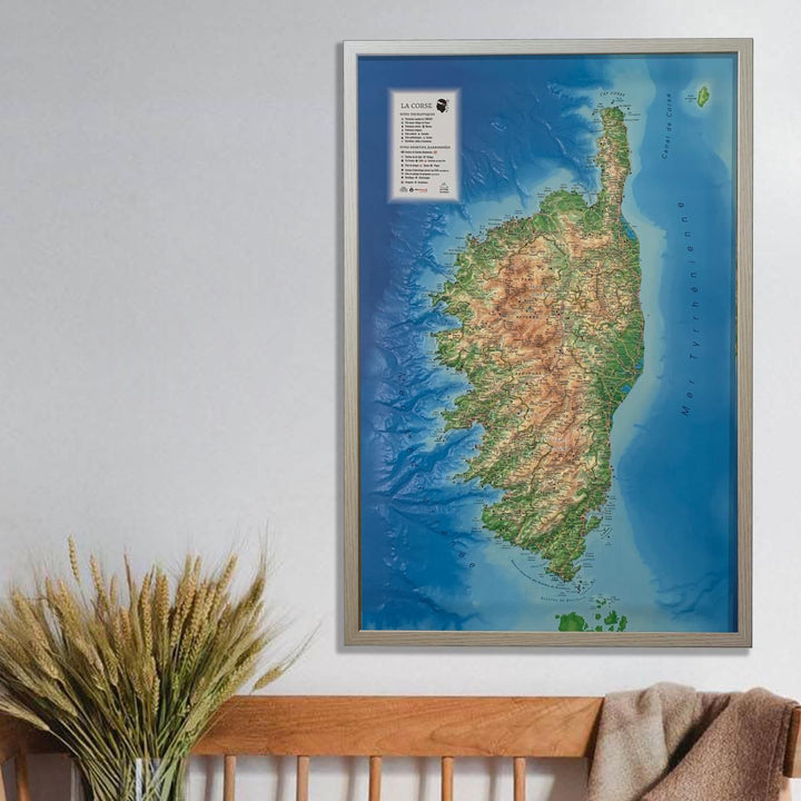 Carte murale en relief - Corse et ses fonds marins - 41 cm x 61 cm | 3D Map carte relief 3D Map 