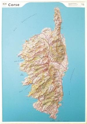 Carte murale en relief - Corse | IGN carte relief grande dimension IGN 