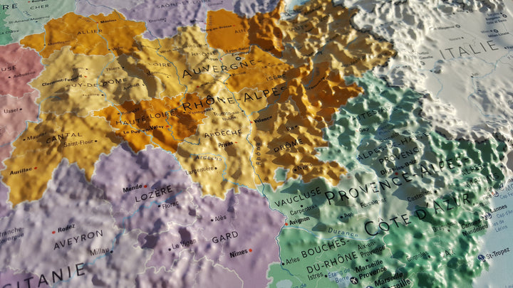 Carte murale en relief - France Administrative - 61 cm x 88 cm | 3D Map carte relief 3D Map 