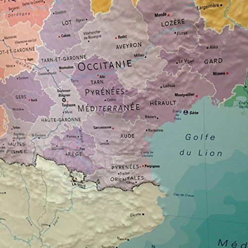 Carte murale en relief - France Administrative - 61 cm x 91 cm | 3D Map carte relief 3D Map 