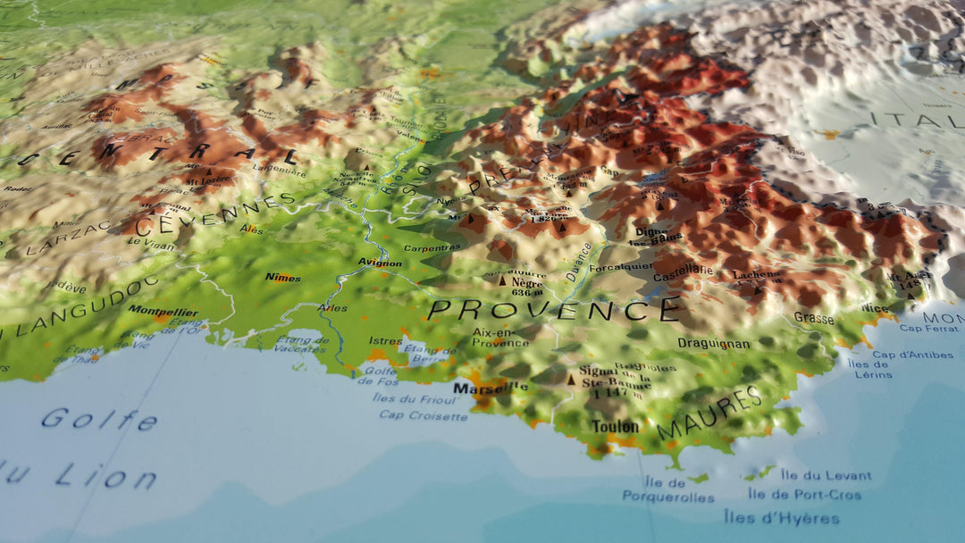 Carte murale en relief - France physique - 61 cm x 88 cm | 3D Map carte relief 3D Map 