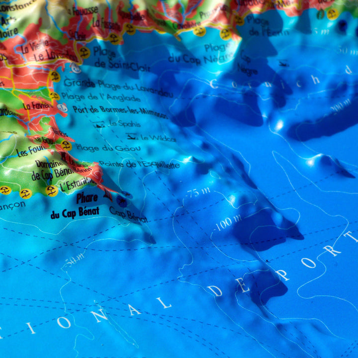 Carte murale en relief - Giens et les îles d'Or - 29,5 x 19,5 cm | 3D Map carte relief petit format 3D Map 