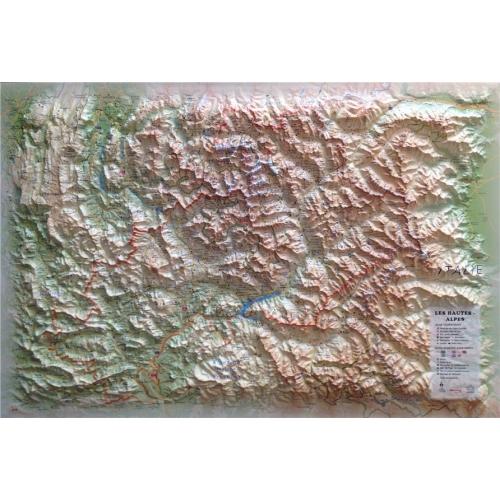 Carte murale en relief - Hautes-Alpes - 41 cm x 61 cm | 3D Map carte relief 3D Map 