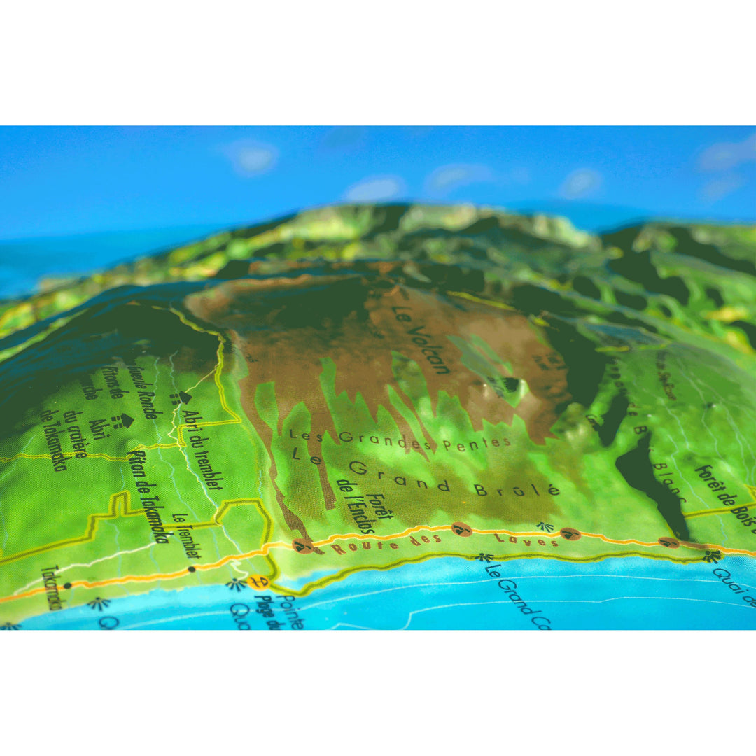 Carte murale en relief - Ile de la Réunion - 41 cm x 61 cm | 3D Map carte relief 3D Map 