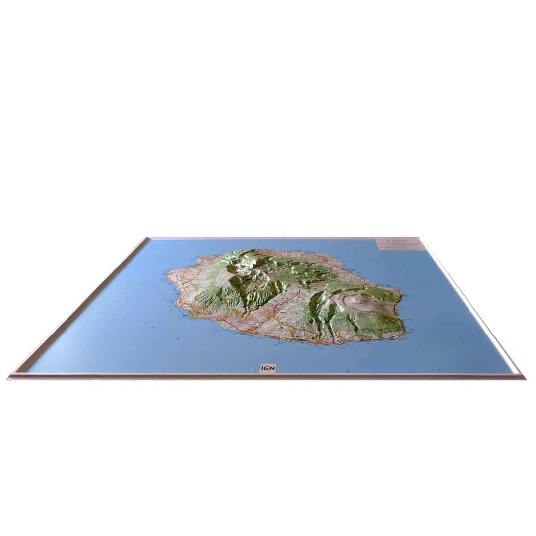 Carte murale en relief - Ile de la Réunion | IGN carte relief grande dimension IGN 