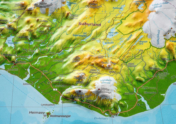 Carte murale en relief - Islande (en anglais) | Georelief carte relief Georelief 