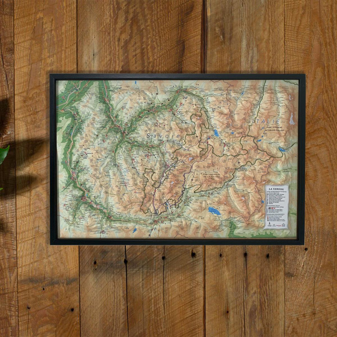 Carte murale en relief - La Vanoise - 61 cm x 41 cm | 3D Map carte relief 3D Map 