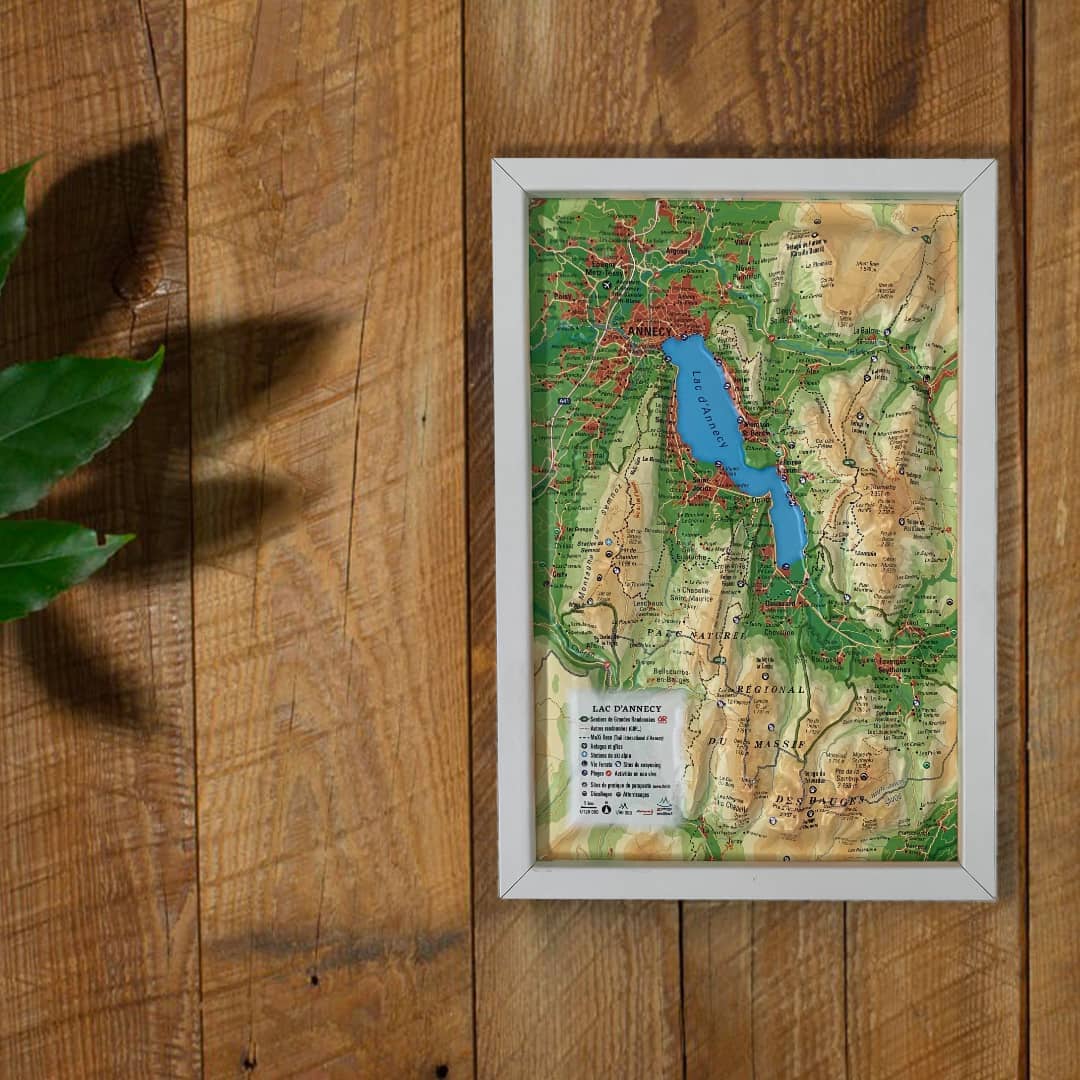 Carte murale en relief - Lac d'Annecy - 19,5 cm x 29,5 cm | 3D Map carte relief petit format 3D Map 