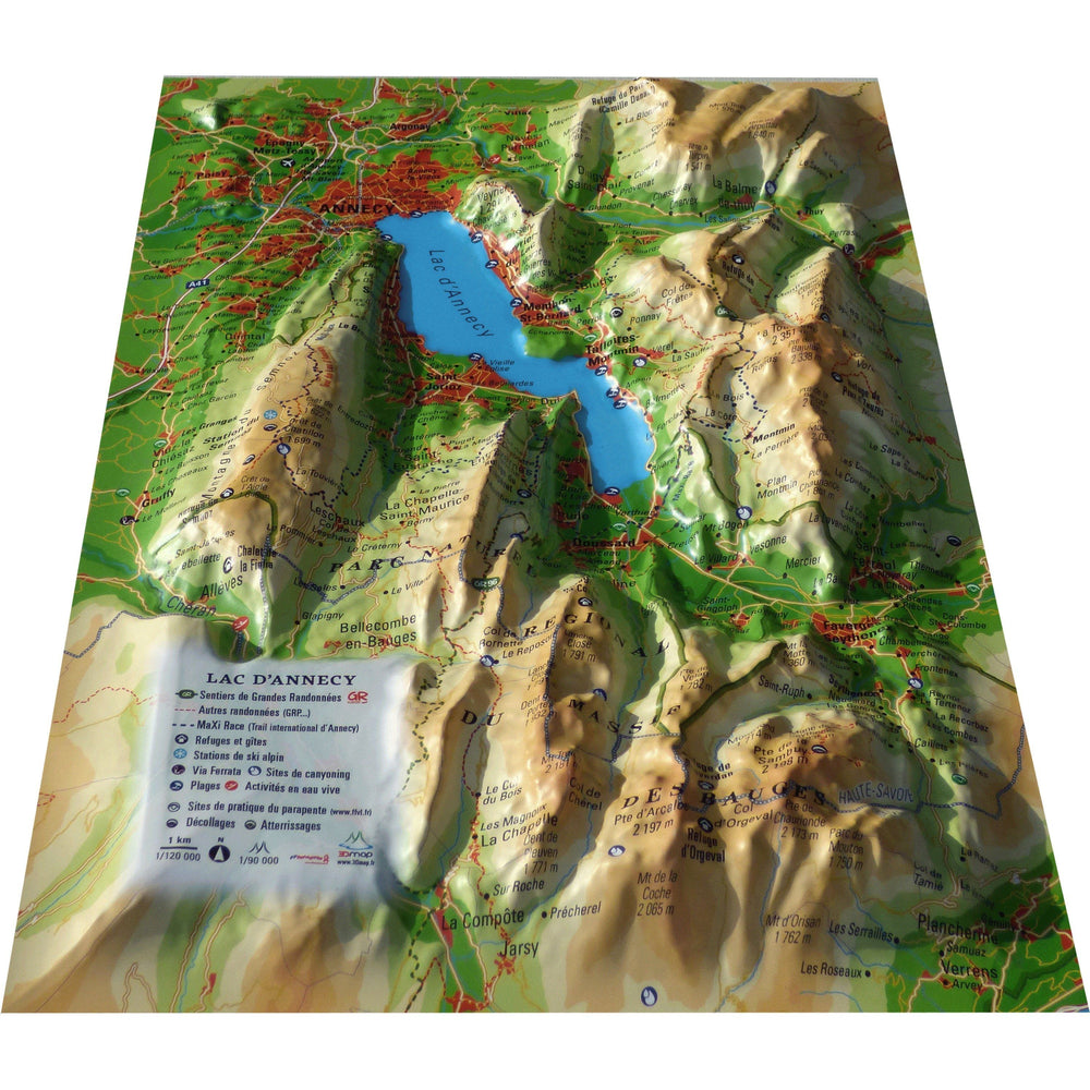 Carte murale en relief - Lac d'Annecy - 19,5 cm x 29,5 cm | 3D Map carte relief petit format 3D Map 