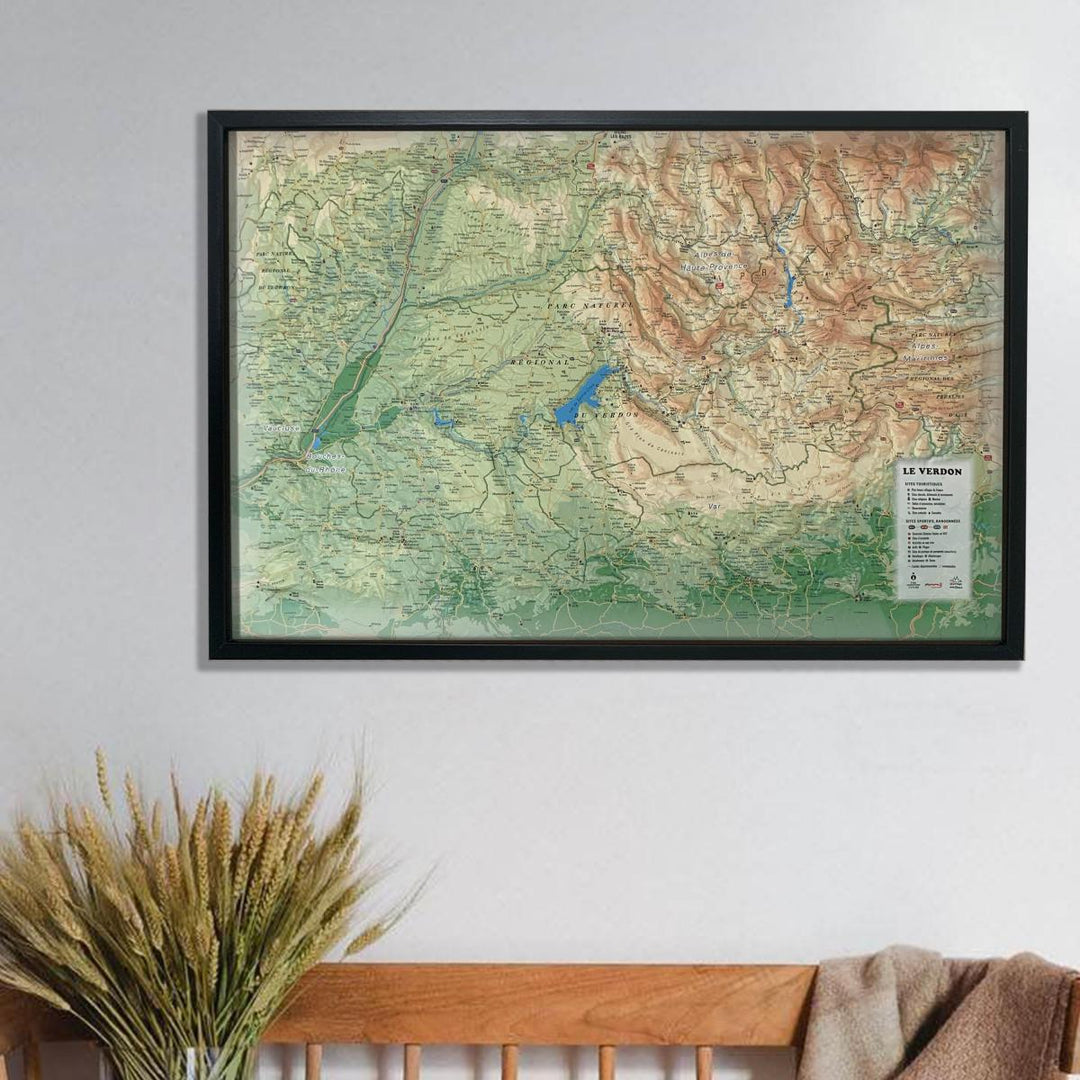 Carte murale en relief - Le Parc Naturel Régional du Verdon - 61 cm x 41 cm | 3D Map carte relief 3D Map 