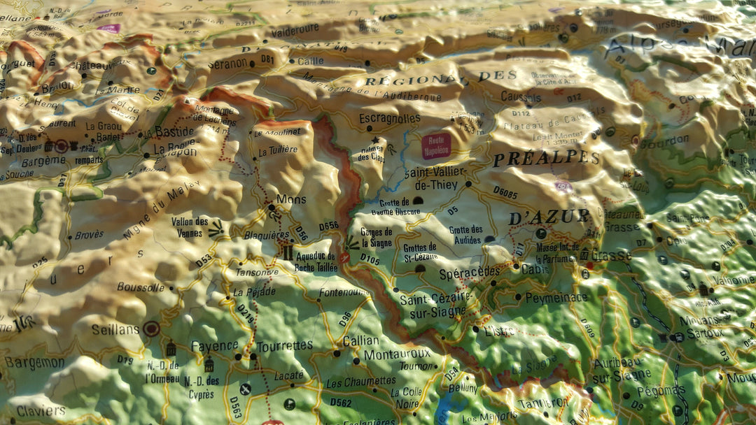 Carte murale en relief - Le Var - 41 cm x 61 cm | 3D Map carte relief 3D Map 