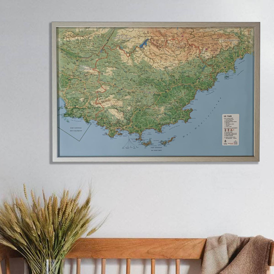 Carte murale en relief - Le Var - 61 cm x 41 cm | 3D Map carte relief 3D Map 